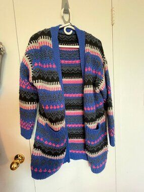 Knit Sweater, Blue, Pink, Grey and Black, Size M